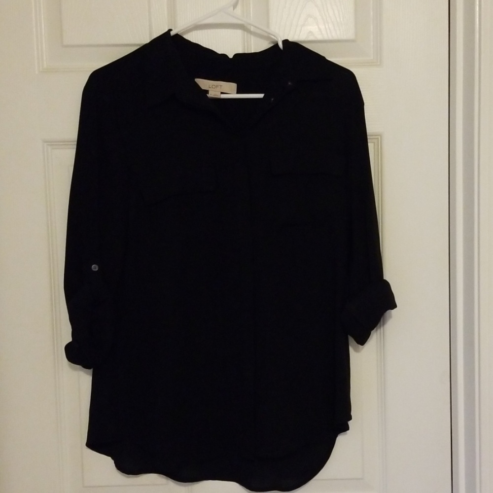 Black sheer button up top
